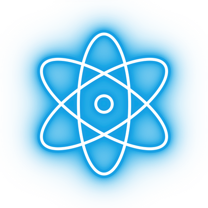 Neon blue atom icon