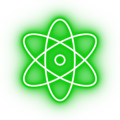 Neon green atom icon